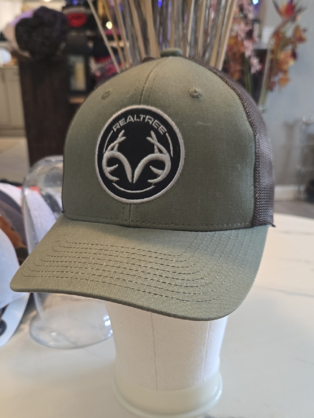 Realtree Olive Green and Brown Mesh Trucker Hat
